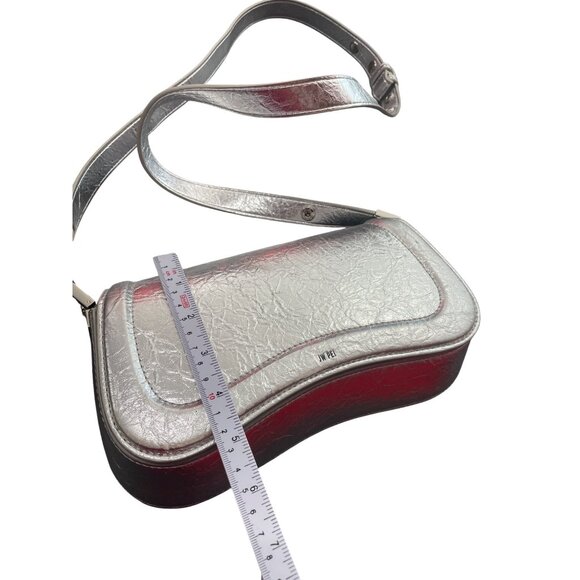 JW Pei womans Silver Faux Leather Crossbody Handbag SKU 8934 - Picture 6 of 16